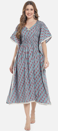 Casual Multicolor color Kaftan in Rayon fabric with Embroidered, Lace, Printed work : 1917245