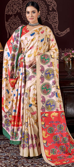 Multicolor color Saree in Pashmina fabric with Digital Print work