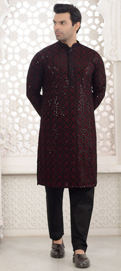 Purple and Violet color Kurta Pyjamas in Rayon fabric with Sequence work