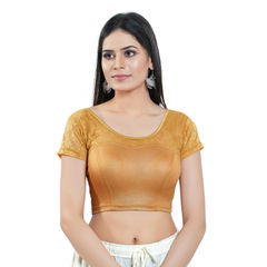 Beige and Brown color Blouse in Cotton fabric with Thread work