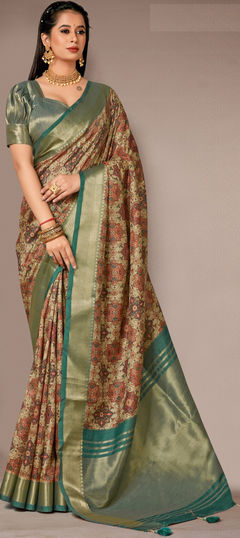 Multicolor color Saree in Art Silk fabric with Digital Print, Zari work