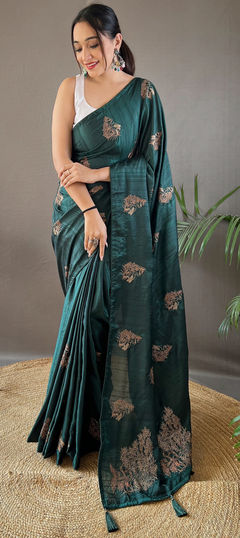 Festive, Traditional Green color Saree in Art Silk, Silk fabric with South Weaving, Zari work : 1922526