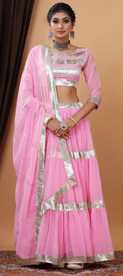 Pink and Majenta color Ready to Wear Lehenga in Georgette fabric with Gota Patti work