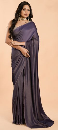 Blue color Saree in Art Silk, Silk fabric with Thread work