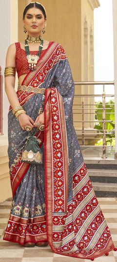 Blue color Saree in Art Silk, Silk fabric with Printed, Weaving, Zari work