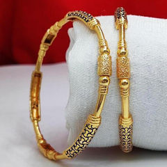 Gold color Bangles in Metal Alloy studded with Artificial & Gold Rodium Polish : 1924236