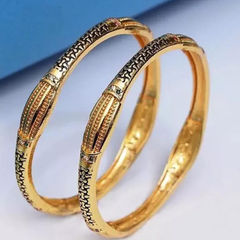 Gold color Bangles in Metal Alloy studded with Artificial & Gold Rodium Polish : 1924238