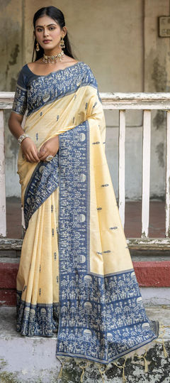 Casual, Traditional Blue color Saree in Raw Silk fabric with South Weaving, Zari work : 1924605