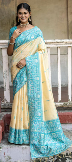 Casual, Traditional Blue color Saree in Raw Silk fabric with South Weaving, Zari work : 1924606