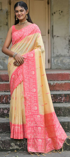 Casual, Traditional Pink and Majenta color Saree in Raw Silk fabric with South Weaving, Zari work : 1924608