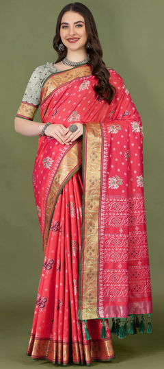 Traditional, Wedding Pink and Majenta color Saree in Patola Silk fabric with South Weaving, Zari work : 1925141