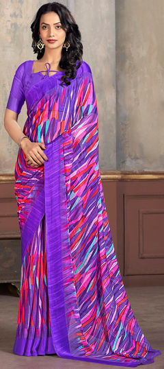 Multicolor color Saree in Chiffon fabric with Printed work