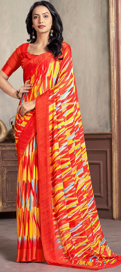Multicolor color Saree in Chiffon fabric with Printed work