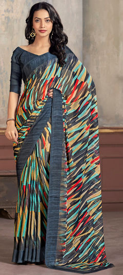 Multicolor color Saree in Chiffon fabric with Printed work