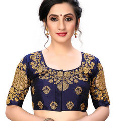 Blue color Blouse in Art Silk fabric with Embroidered, Stone, Thread work