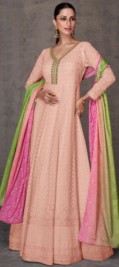 Pink and Majenta color Salwar Kameez in Georgette fabric with Embroidered, Mirror, Sequence, Thread work