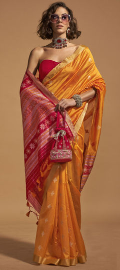 Yellow color Saree in Art Silk fabric with Weaving work