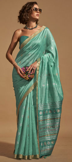 Green color Saree in Art Silk fabric with Weaving work