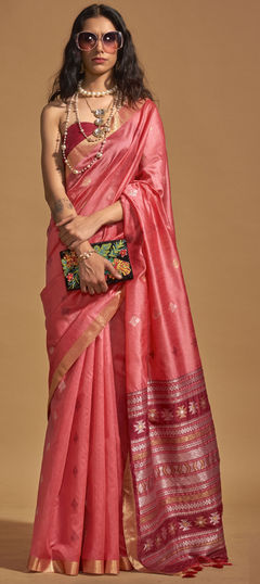 Pink and Majenta color Saree in Art Silk fabric with Weaving work