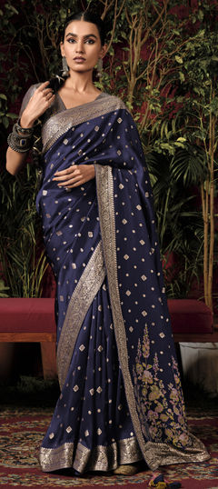 Blue color Saree in Viscose fabric with Weaving work