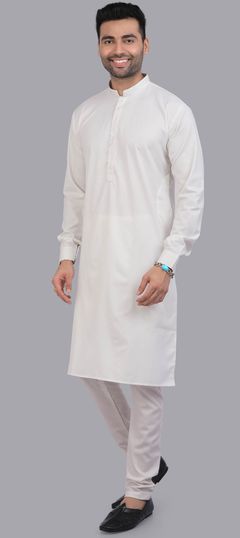 White and Off White color Kurta Pyjamas in Art Silk fabric with Thread work