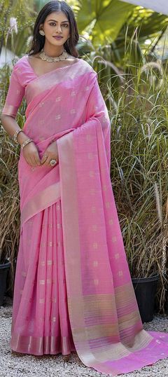 Pink and Majenta color Saree in Art Silk fabric with Weaving work