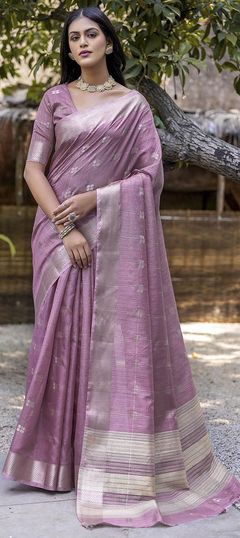 Purple and Violet color Saree in Art Silk fabric with Weaving work