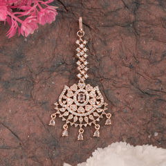 Gold Rodium Polish White and Off White color Mang Tikka in Brass studded with Austrian diamond