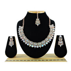 Gold Rodium Polish Multicolor color Necklace in Metal Alloy studded with CZ Diamond