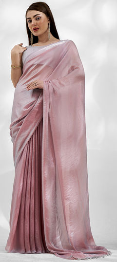 Party Wear, Traditional Pink and Majenta color Saree in Art Silk fabric with South Lace work : 1932948