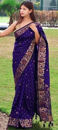 Purple and Violet color Saree in Art Silk fabric with Weaving, Zari work