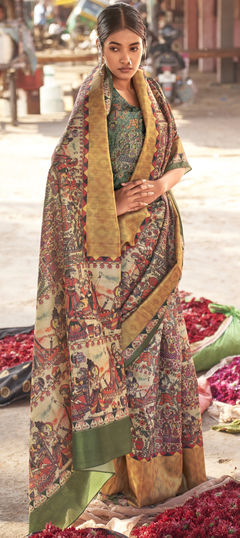 Multicolor color Saree in Blended fabric with Printed work