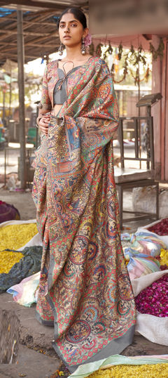 Multicolor color Saree in Blended fabric with Printed work