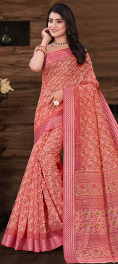 Summer Pink and Majenta color Saree in Cotton fabric with Bengali Printed work : 1934115