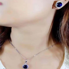 Gold Rodium Polish Blue color Pendant in Metal Alloy studded with CZ Diamond