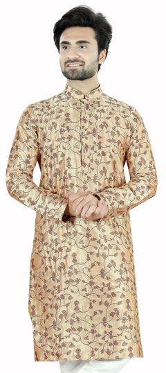 White and Off White color Kurta in Jacquard fabric with Printed work