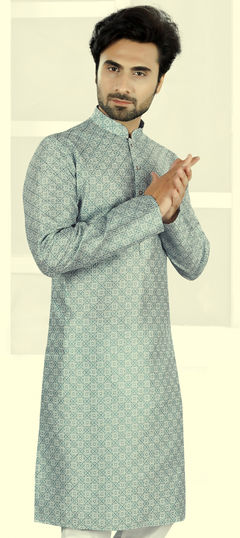 Black and Grey color Kurta in Rayon fabric with Printed work