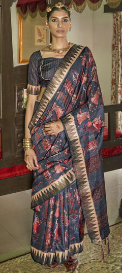 Blue color Saree in Banarasi Silk fabric with Weaving work