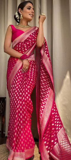 Traditional Pink and Majenta color Saree in Art Silk, Silk fabric with South Weaving work : 1936734