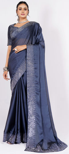 Blue color Saree in Art Silk fabric with Embroidered work