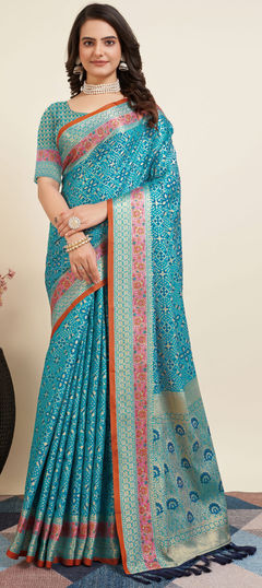 Blue color Saree in Art Silk fabric with Weaving work