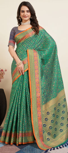 Green color Saree in Art Silk fabric with Weaving work