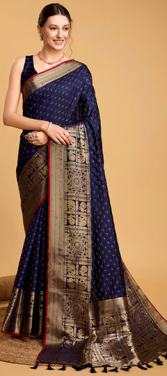 Blue color Saree in Art Silk fabric with Weaving, Zari work