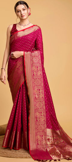 Pink and Majenta color Saree in Art Silk fabric with Weaving, Zari work