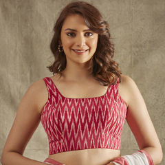 Pink and Majenta color Blouse in Cotton fabric with Printed work