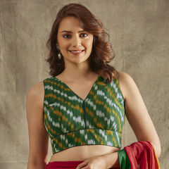 Green color Blouse in Cotton fabric with Printed work