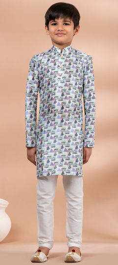 Multicolor color Boys Kurta Pyjama in Cotton fabric with Digital Print work