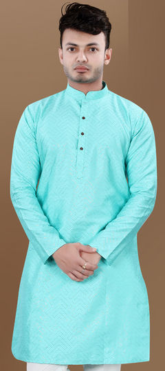 Blue color Kurta in Silk fabric with Sequence work