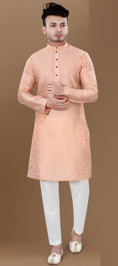 Pink and Majenta color Kurta Pyjamas in Jacquard fabric with Weaving work