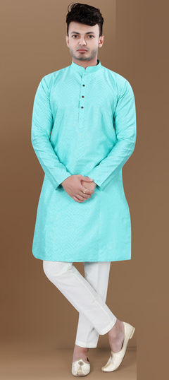 Blue color Kurta Pyjamas in Silk fabric with Sequence work